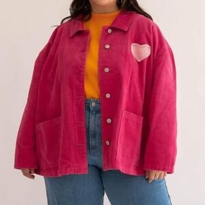 Shiny by Nature Pink Cordoury Heart Jackey